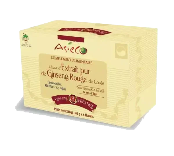 Extrait de Ginseng Rouge de Corée - Coffret de 6 flacons de 40g Prestige